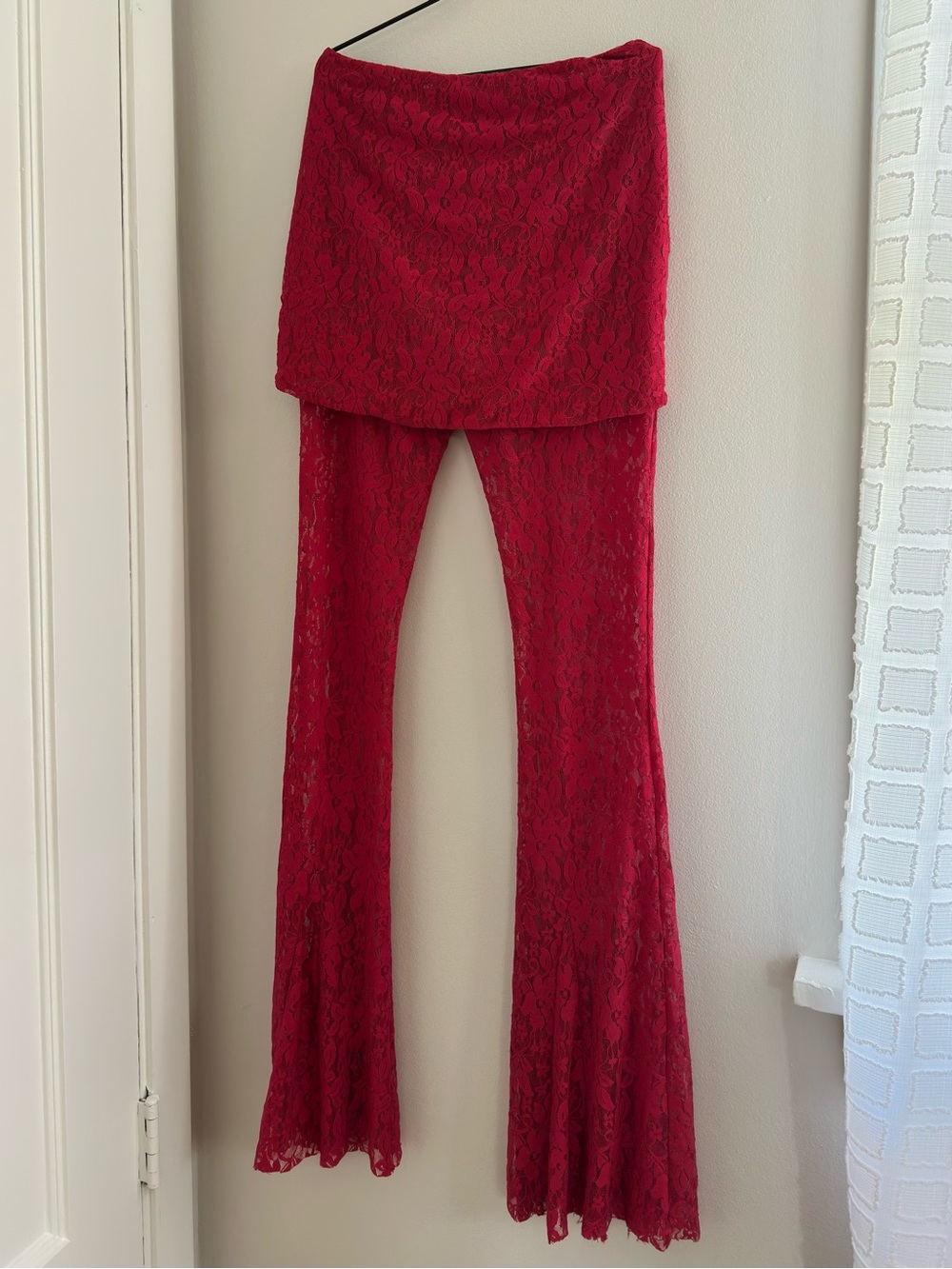 I.AM.GIA Red Lace Flare Skirted Pants - Picture 4 of 4